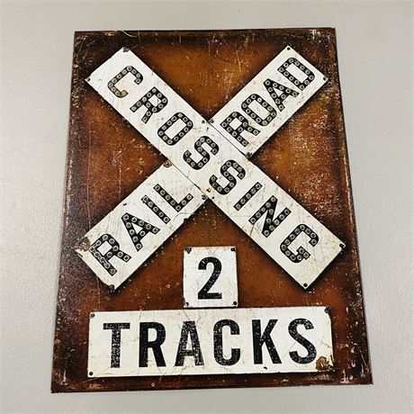12.5x16” Railroad Crossing Retro Metal Sign