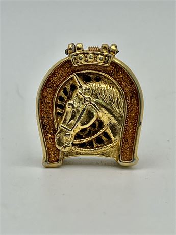 Vintage metal horse  enamel pill box