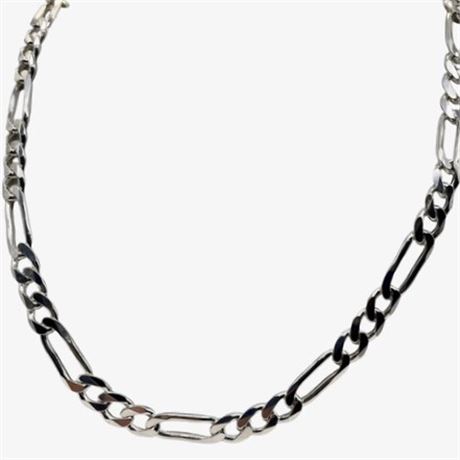 20" 925 Sterling Silver FIGARO 6.6mm Chain Necklace ~ 30.3 grams