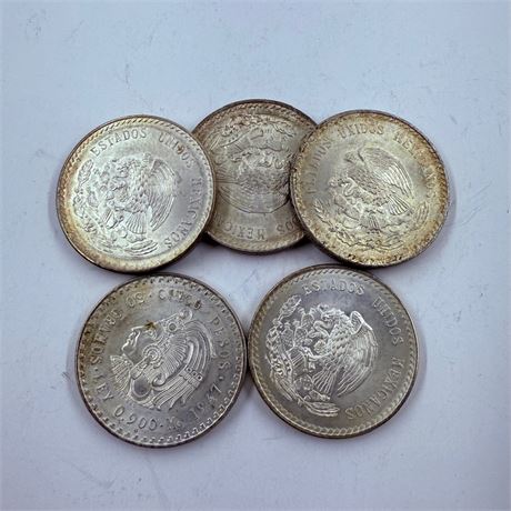 5 UNC 1948 Cuauhtemoc 5 Silver Pesos
