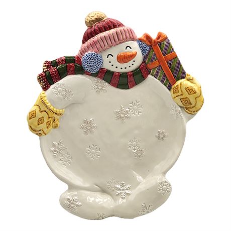 Fitz & Floyd "Frosty Folks" Figural Canape Plate
