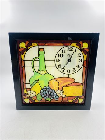 Vtg Elgin Stained Glass Clock