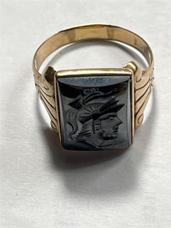 10 karat gold HEMATITE Intaglio men’s ring