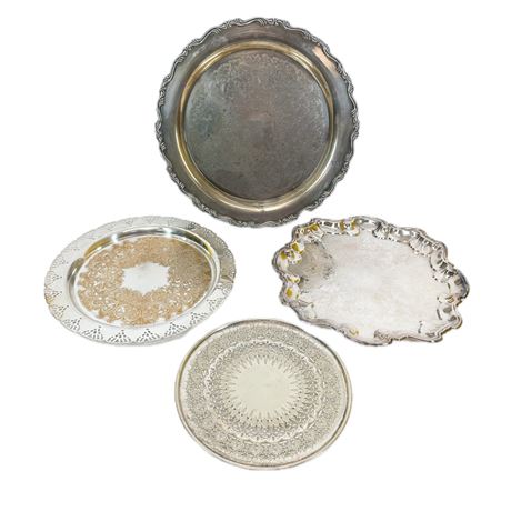 Lot of Silver Plate Serving Trays
