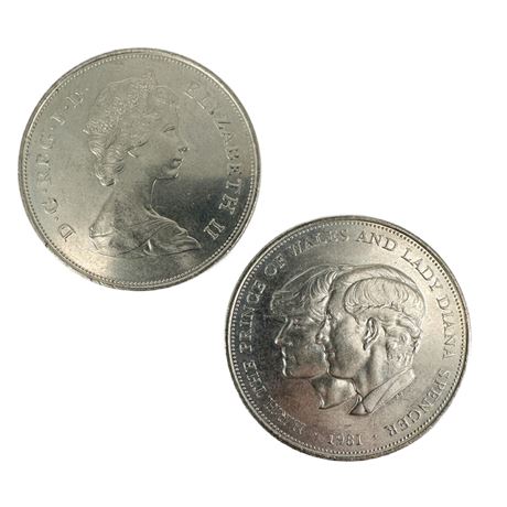 Pair of 1981 Prince of Whales & Lady Diana Royal Wedding Commemorative Coins