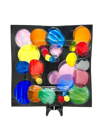 Vtg Modernist Fusion Art Glass Tray