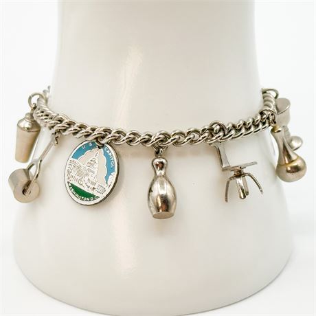 Vintage Silver Tone Charm Bracelet