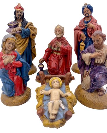 6 pc Vintage Atlantic Mold Ceramic Nativity Christmas Figurines