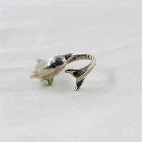 5.5g Sterling Dolphin Ring Size 10