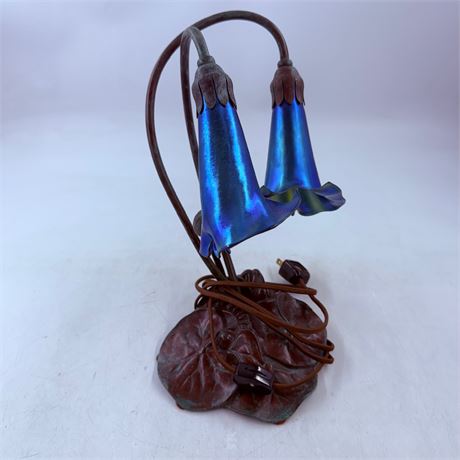 Fantastic Iridescent Carnival Glass Lamp