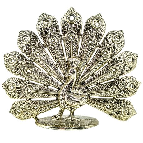MCM Gold-Tone Peacock Figurine with Textured Fan Tail