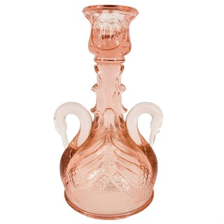 Vintage Fenton Single Pink Glass Swan Candleholder