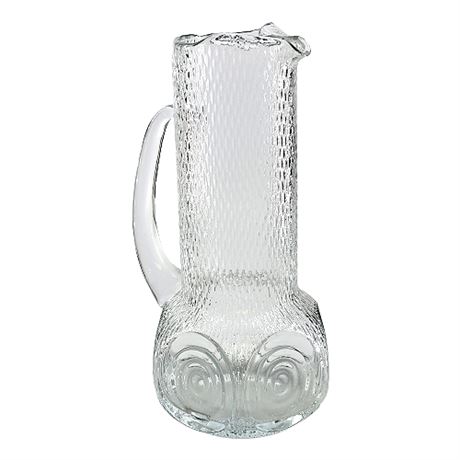 Mid-Century Textured Glass Owl Eyes Cocktail Pitcher