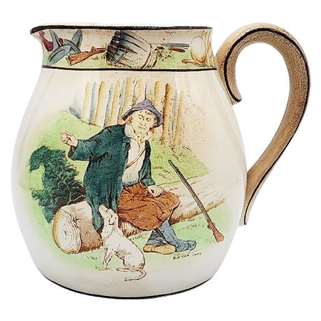 Antique 1906 BUFFALO POTTERY "Rip Van Winkle" Ceramic Pitcher