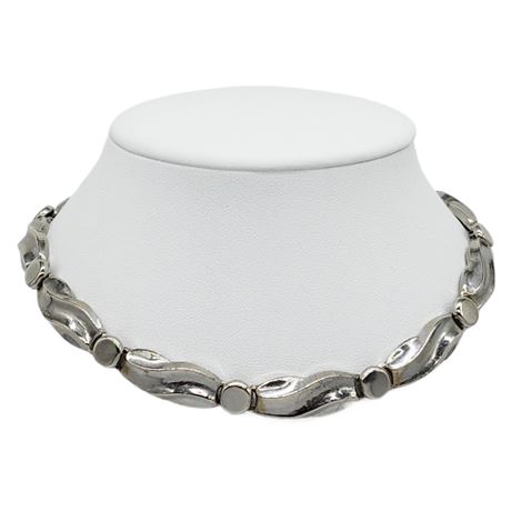 Vintage Silver Tone Dot Dash Choker Necklace