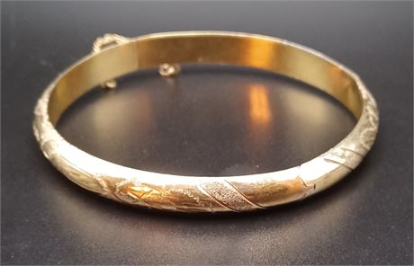 Sterling FAS Vermeil etched bangle bracelet 8.21 GM