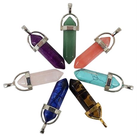 Lot of 7 Genuine & Faux Crystal Point Pendants
