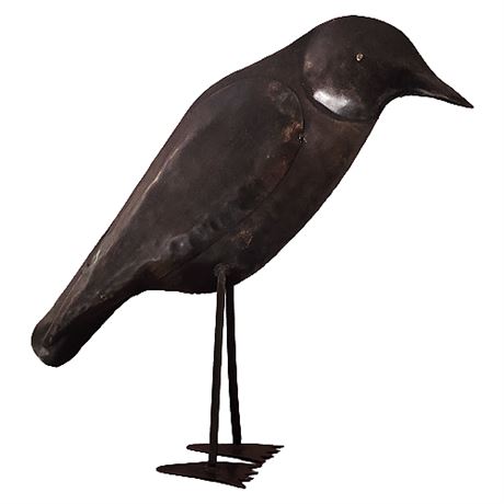 Large 18" Metal Raven Crow Figurine