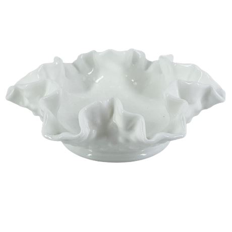 Fenton Milk Glass Ruffled Bowl