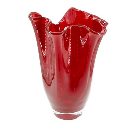 Large Hand Blown Art Glass Handkerchief Vase