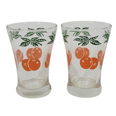 Vintage Anchor Hocking Orange Juice Glasses - Set of 2