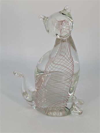 Lenox Swirl Glass Cat Kitten 7.25" T