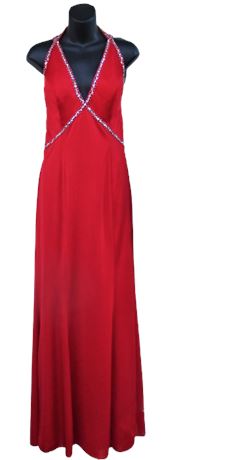 Red Formal Pageant Gown ~ Sz 12 ~ Dress with Sequins & Bead Embellishments