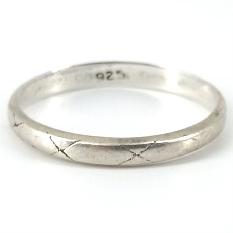 925 Silver Band with X-Style Engraving