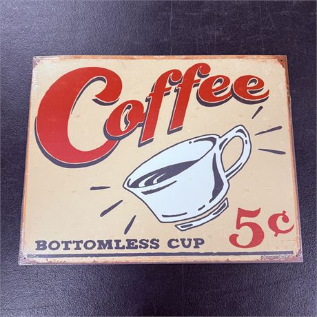 Coffee 12.5x16” Metal Retro Sign
