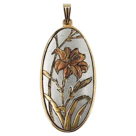 Vintage Tri-Tone Lily Pendant