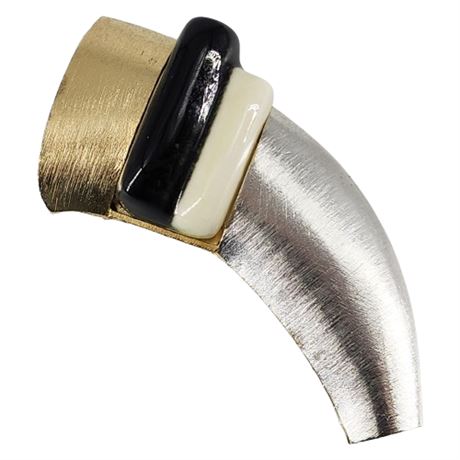 Vintage Two-Tone Post-Modern Mixed Material Brooch