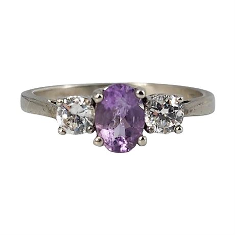 Signed Sterling Silver Amethyst Ring