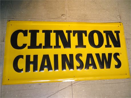 "Caution Chain Saws" Metal Sign