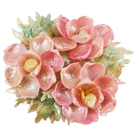 Vintage Handmade Shell Flowers Brooch