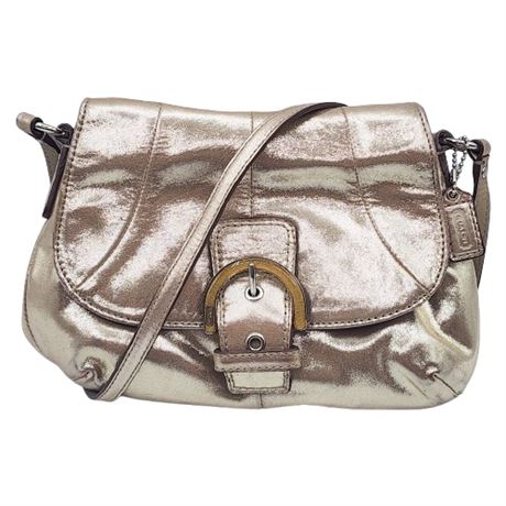 Coach Small Soho Buckle Flap Crossbody in Metallic Gold Shimmer