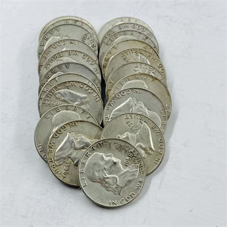 20 - 1950’s Franklin Half Dollars