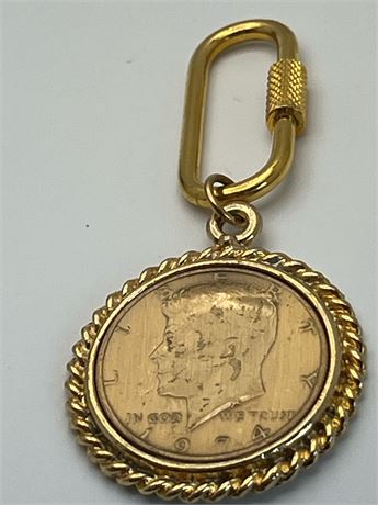 Kennedy half dollar 1971 coin and keychain