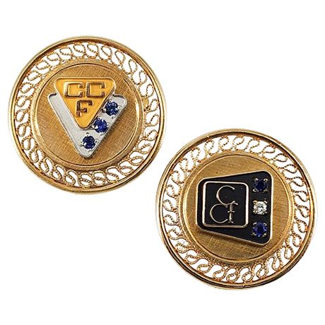 Vintage Gold Filled Sapphire & Diamond CCF Service Award Pins