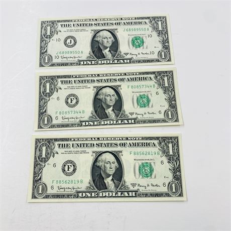 3 UNC 1963 $1 Bills