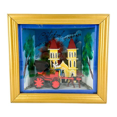 Vintage Cathedral Santiago Framed Diorama Art