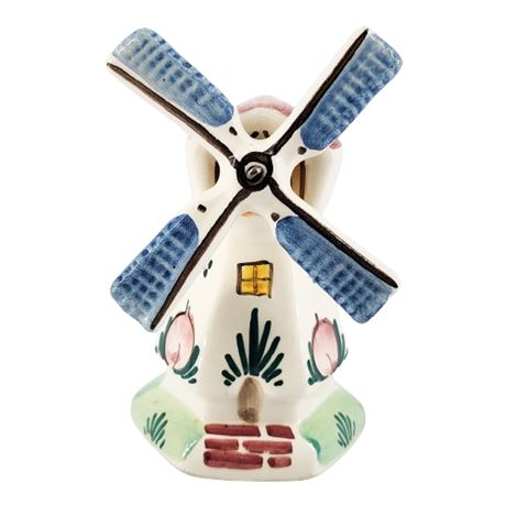 Vintage Hand Painted Delft Ceramic Windmill