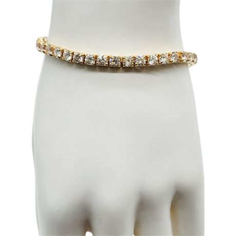 Signed NADRI Gold Over Sterling Silver CZ Tennis Bracelet