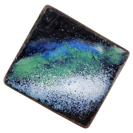 Vintage Handmade Enamel on Copper Aurora Borealis Brooch