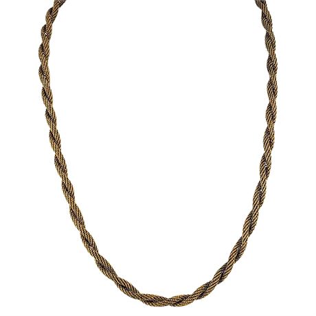 Vintage Gold Tone Mesh Twist Necklace