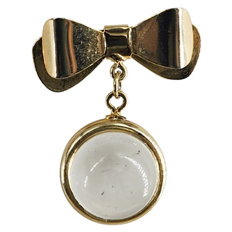 Vintage Clear Globe "Locket" Bow Brooch