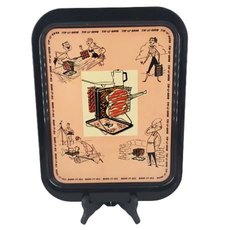 Vintage Hang It All Barbeque Retro Pink and Black Tray