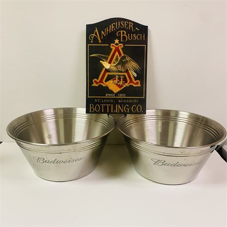 2 Large Budweiser Tubs + Sign