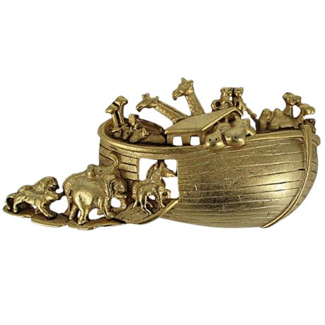 Noah's Arc Gold Tone BROOCH signed AJC