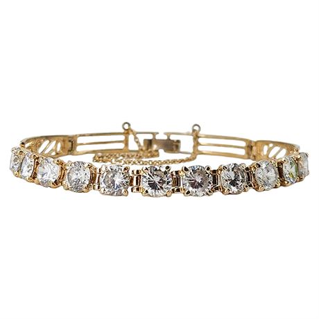 Vintage Gold Tone CZ Hinge Link Bracelet