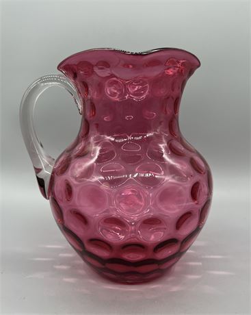 Antique Cranberry Coin Dot Pitcher